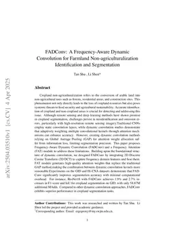 FADConv: A Frequency-Aware Dynamic Convolution for Farmland Non-agriculturalization Identification and Segmentation