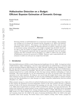 Hallucination Detection on a Budget: Efficient Bayesian Estimation of Semantic Entropy