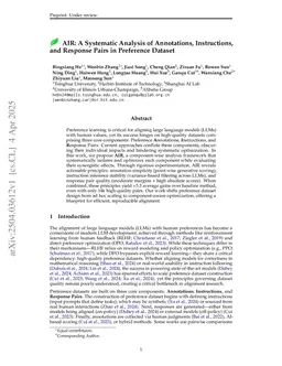 AIR: A Systematic Analysis of Annotations, Instructions, and Response Pairs in Preference Dataset