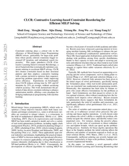CLCR: Contrastive Learning-based Constraint Reordering for Efficient MILP Solving