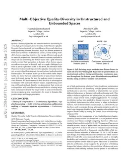 Multi-Objective Quality-Diversity in Unstructured and Unbounded Spaces