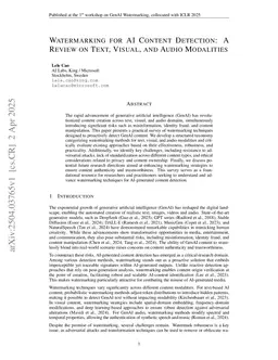 Watermarking for AI Content Detection: A Review on Text, Visual, and Audio Modalities
