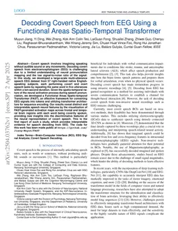Decoding Covert Speech from EEG Using a Functional Areas Spatio-Temporal Transformer