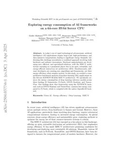 Exploring energy consumption of AI frameworks on a 64-core RV64 Server CPU