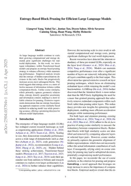 Entropy-Based Block Pruning for Efficient Large Language Models