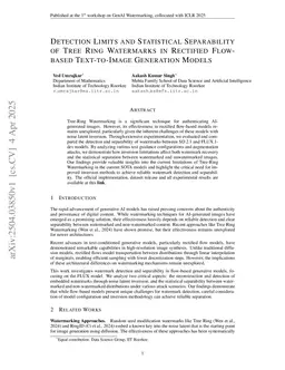 Detection Limits and Statistical Separability of Tree Ring Watermarks in Rectified Flow-based Text-to-Image Generation Models