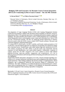 Bridging LMS and generative AI: dynamic course content integration (DCCI) for enhancing student satisfaction and engagement via the ask ME assistant