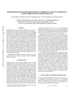 Determined blind source separation via modeling adjacent frequency band correlations in speech signals