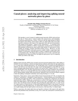 Causal pieces: analysing and improving spiking neural networks piece by piece