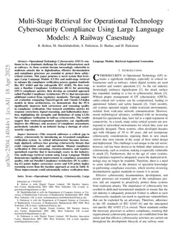 Multi-Stage Retrieval for Operational Technology Cybersecurity Compliance Using Large Language Models: A Railway Casestudy