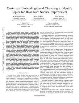 Contextual Embedding-based Clustering to Identify Topics for Healthcare Service Improvement