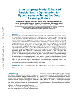 Large Language Model Enhanced Particle Swarm Optimization for Hyperparameter Tuning for Deep Learning Models