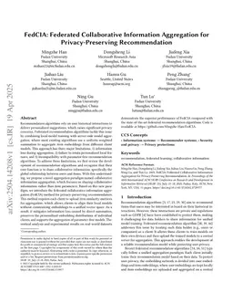 FedCIA: Federated Collaborative Information Aggregation for Privacy-Preserving Recommendation