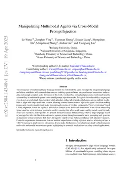 Manipulating Multimodal Agents via Cross-Modal Prompt Injection