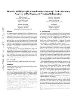 How Do Mobile Applications Enhance Security? An Exploratory Analysis of Use Cases and Provided Information