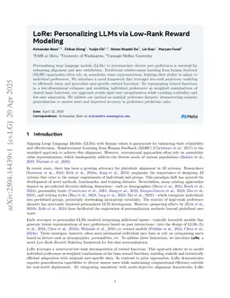 LoRe: Personalizing LLMs via Low-Rank Reward Modeling