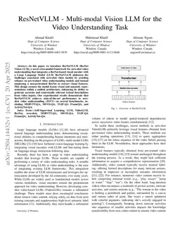 ResNetVLLM -- Multi-modal Vision LLM for the Video Understanding Task