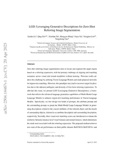 LGD: Leveraging Generative Descriptions for Zero-Shot Referring Image Segmentation