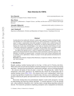 Data Selection for ERMs