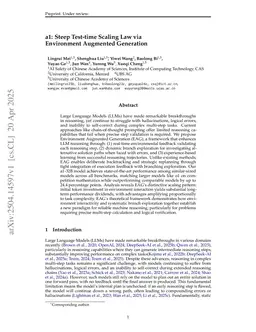a1: Steep Test-time Scaling Law via Environment Augmented Generation