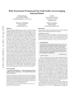 Risk Assessment Framework for Code LLMs via Leveraging Internal States