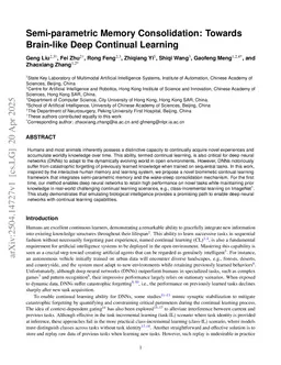 Semi-parametric Memory Consolidation: Towards Brain-like Deep Continual Learning