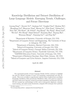 Knowledge Distillation and Dataset Distillation of Large Language Models: Emerging Trends, Challenges, and Future Directions