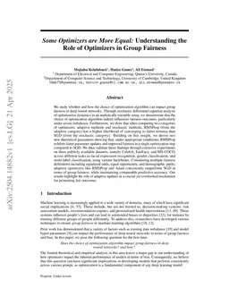 Some Optimizers are More Equal: Understanding the Role of Optimizers in Group Fairness