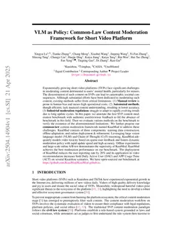 VLM as Policy: Common-Law Content Moderation Framework for Short Video Platform