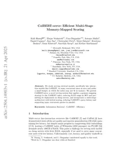 ColBERT-serve: Efficient Multi-Stage Memory-Mapped Scoring