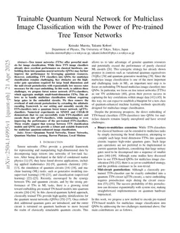 Trainable Quantum Neural Network for Multiclass Image Classification with the Power of Pre-trained Tree Tensor Networks