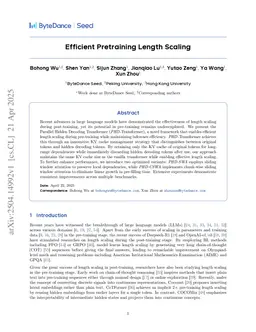 Efficient Pretraining Length Scaling