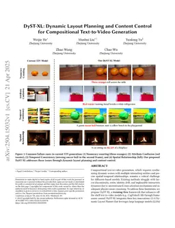 DyST-XL: Dynamic Layout Planning and Content Control for Compositional Text-to-Video Generation
