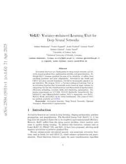VeLU: Variance-enhanced Learning Unit for Deep Neural Networks