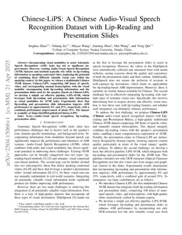 Chinese-LiPS: A Chinese audio-visual speech recognition dataset with Lip-reading and Presentation Slides