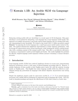 Kuwain 1.5B: An Arabic SLM via Language Injection