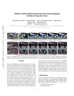 MoBGS: Motion Deblurring Dynamic 3D Gaussian Splatting for Blurry Monocular Video