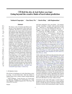 Roll the dice & look before you leap: Going beyond the creative limits of next-token prediction