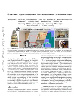 DRAWER: Digital Reconstruction and Articulation With Environment Realism