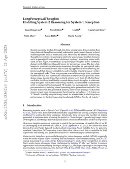 LongPerceptualThoughts: Distilling System-2 Reasoning for System-1 Perception