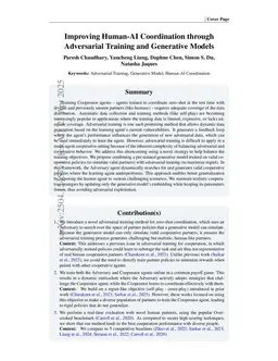 Improving Human-AI Coordination through Online Adversarial Training and Generative Models