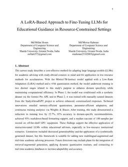A LoRA-Based Approach to Fine-Tuning LLMs for Educational Guidance in Resource-Constrained Settings