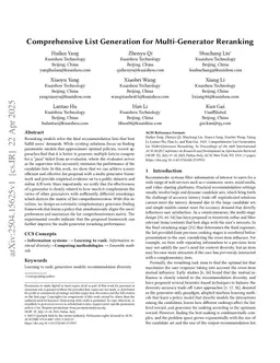 Comprehensive List Generation for Multi-Generator Reranking