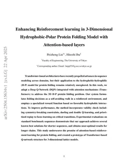Enhancing Reinforcement learning in 3-Dimensional Hydrophobic-Polar Protein Folding Model with Attention-based layers