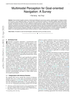 Multimodal Perception for Goal-oriented Navigation: A Survey