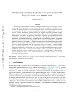 Observability conditions for neural state-space models with eigenvalues and their roots of unity