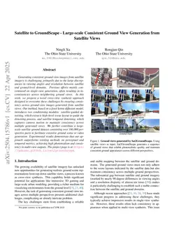 Satellite to GroundScape -- Large-scale Consistent Ground View Generation from Satellite Views