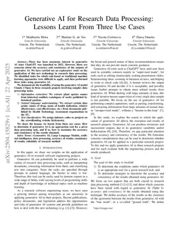 Generative AI for Research Data Processing: Lessons Learnt From Three Use Cases