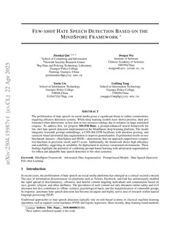 Few-shot Hate Speech Detection Based on the MindSpore Framework