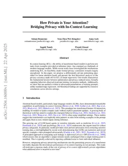 How Private is Your Attention? Bridging Privacy with In-Context Learning